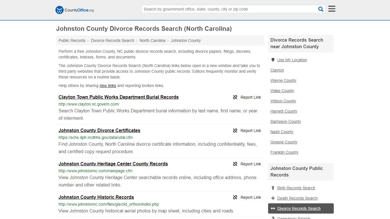 Johnston County Divorce Records Search (North Carolina) - County Office