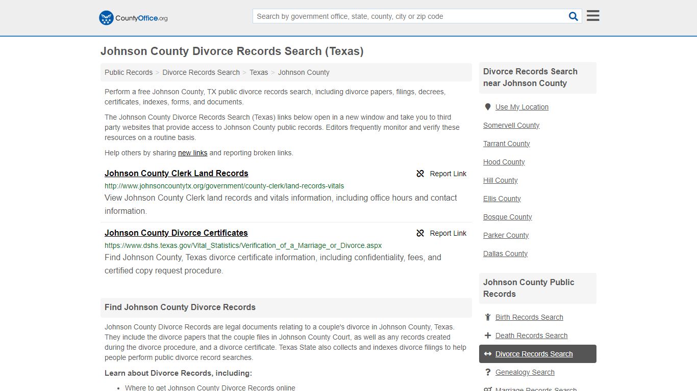 Divorce Records Search - Johnson County, TX (Divorce Certificates ...